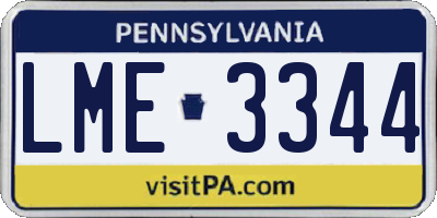 PA license plate LME3344