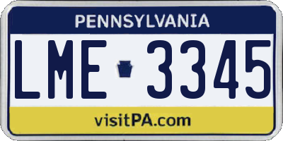 PA license plate LME3345