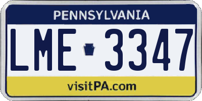 PA license plate LME3347