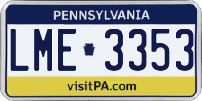 PA license plate LME3353
