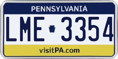PA license plate LME3354