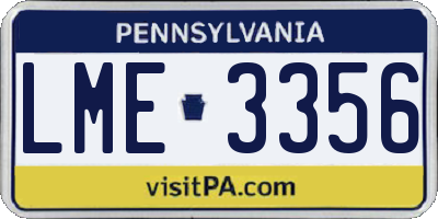 PA license plate LME3356