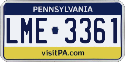 PA license plate LME3361