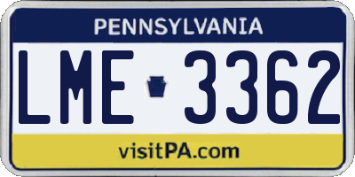 PA license plate LME3362
