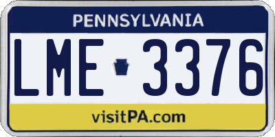 PA license plate LME3376