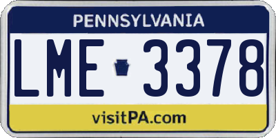 PA license plate LME3378