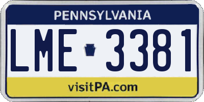 PA license plate LME3381