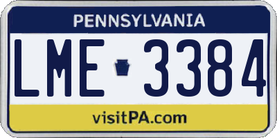 PA license plate LME3384