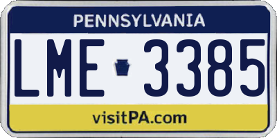 PA license plate LME3385