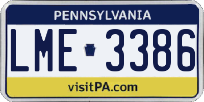 PA license plate LME3386