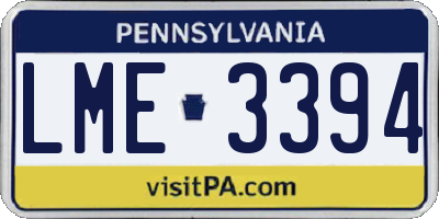 PA license plate LME3394