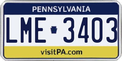 PA license plate LME3403