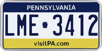 PA license plate LME3412