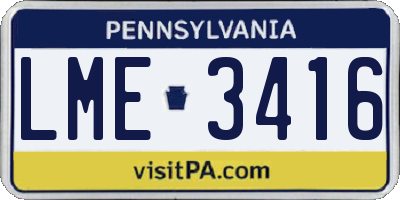 PA license plate LME3416