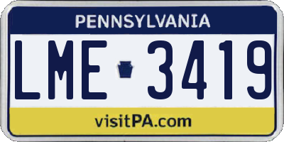 PA license plate LME3419