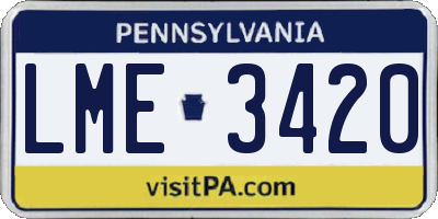 PA license plate LME3420