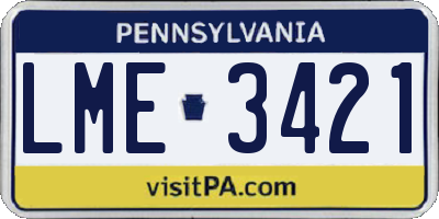 PA license plate LME3421