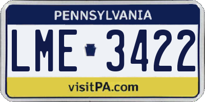 PA license plate LME3422
