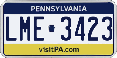 PA license plate LME3423