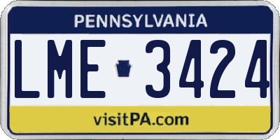 PA license plate LME3424