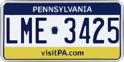 PA license plate LME3425