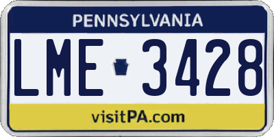 PA license plate LME3428