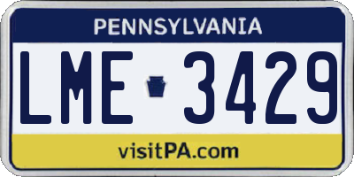 PA license plate LME3429