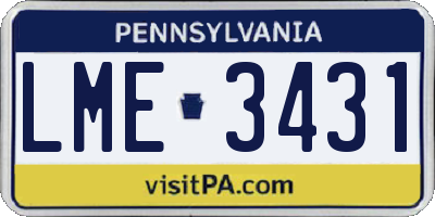 PA license plate LME3431