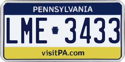 PA license plate LME3433