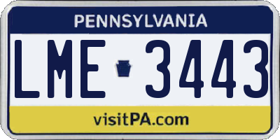 PA license plate LME3443