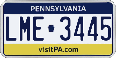 PA license plate LME3445