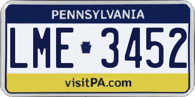 PA license plate LME3452