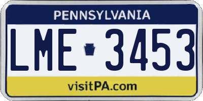 PA license plate LME3453