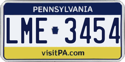 PA license plate LME3454