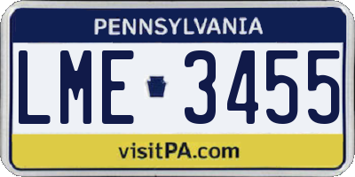 PA license plate LME3455