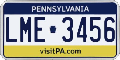 PA license plate LME3456