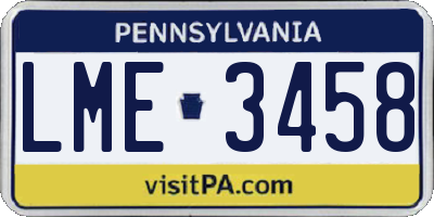 PA license plate LME3458