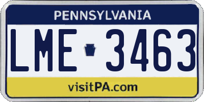 PA license plate LME3463