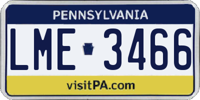 PA license plate LME3466