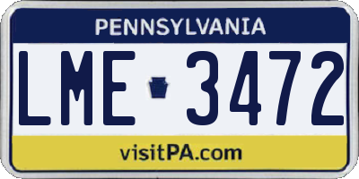 PA license plate LME3472