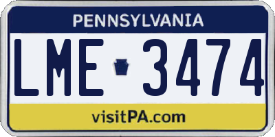 PA license plate LME3474