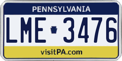 PA license plate LME3476
