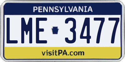 PA license plate LME3477