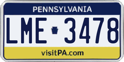 PA license plate LME3478