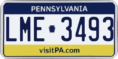 PA license plate LME3493