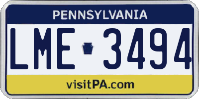 PA license plate LME3494