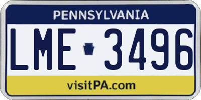PA license plate LME3496