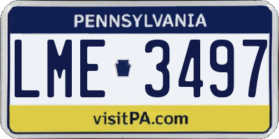 PA license plate LME3497