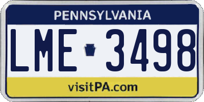 PA license plate LME3498