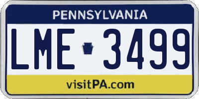 PA license plate LME3499